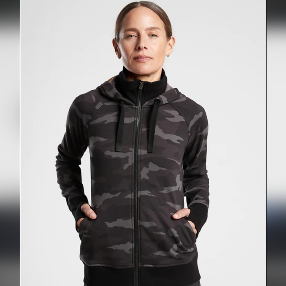 Athleta Gray Zip-Up Hoodie - Size LT
